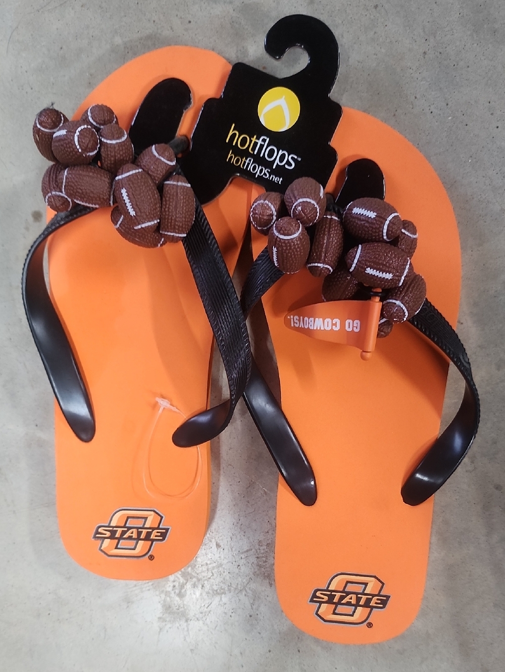 Hotflops Oklahoma State Orange Football Flip Flops